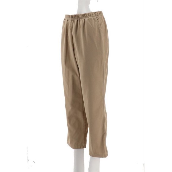 NWT LANDS' END WOMEN'S PETITE HIGH RISE TWILL PULL ON PANTS KHAKI 12PX26 - Picture 2 of 7